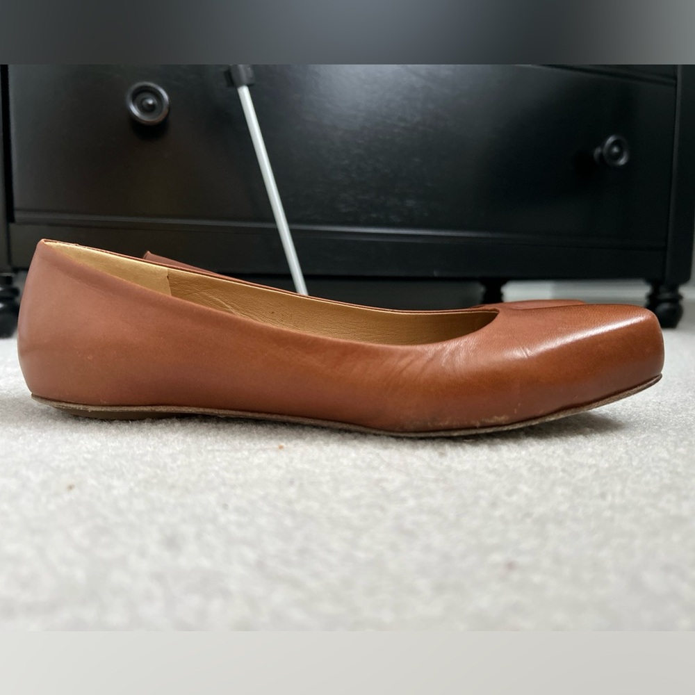 Jil Sander Light Brown Leather Square Toe Flat Ballet Shoes Size 37 7 - Picture 5 of 13